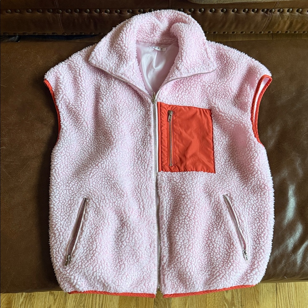 TCEC Pink Sherpa Vest with Orange Logo Detail